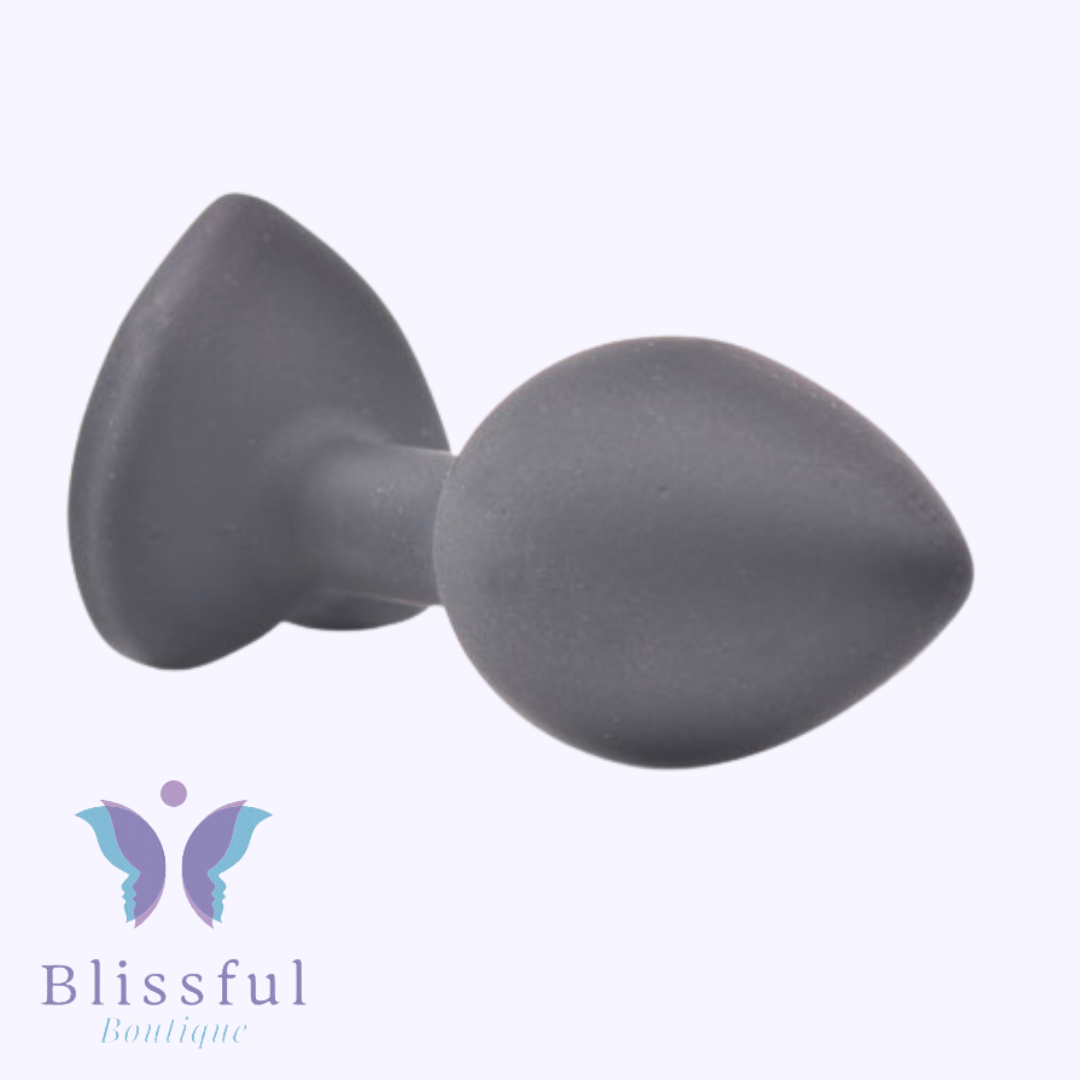 Small Heart Shaped Diamond Base Black Butt Plug