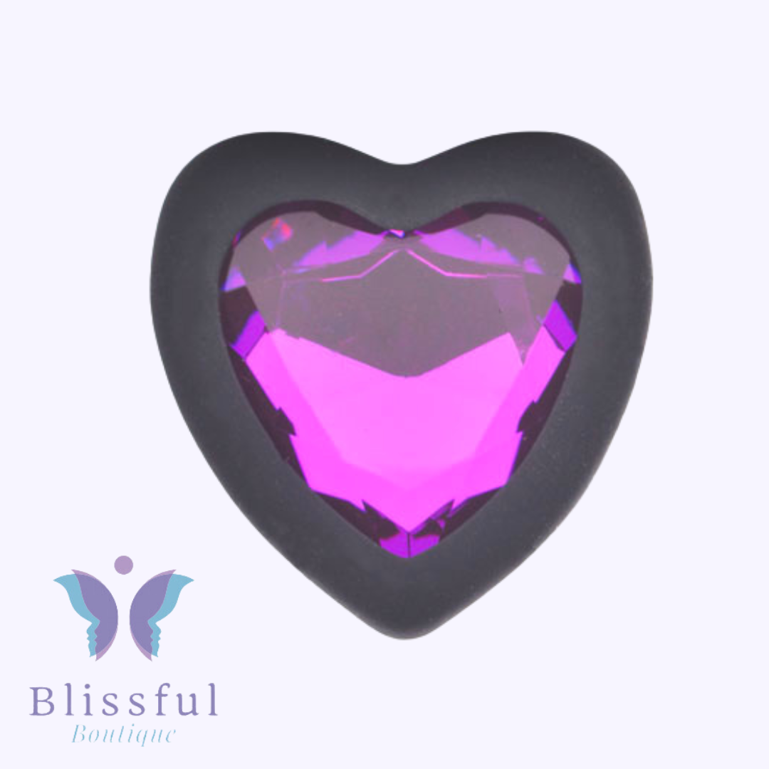 Small Heart Shaped Diamond Base Black Butt Plug