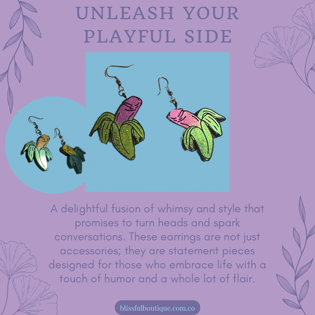 Iridescent Banana Dick Earrings
