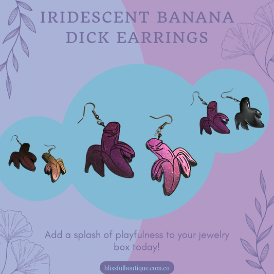 Pink Iridescent Banana Dick Earrings