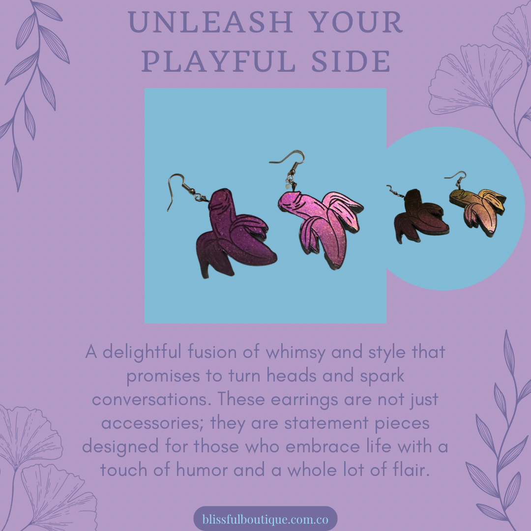 Pink Iridescent Banana Dick Earrings