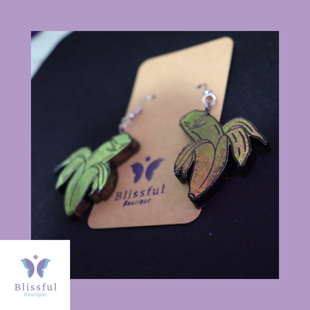 Pink Iridescent Banana Dick Earrings