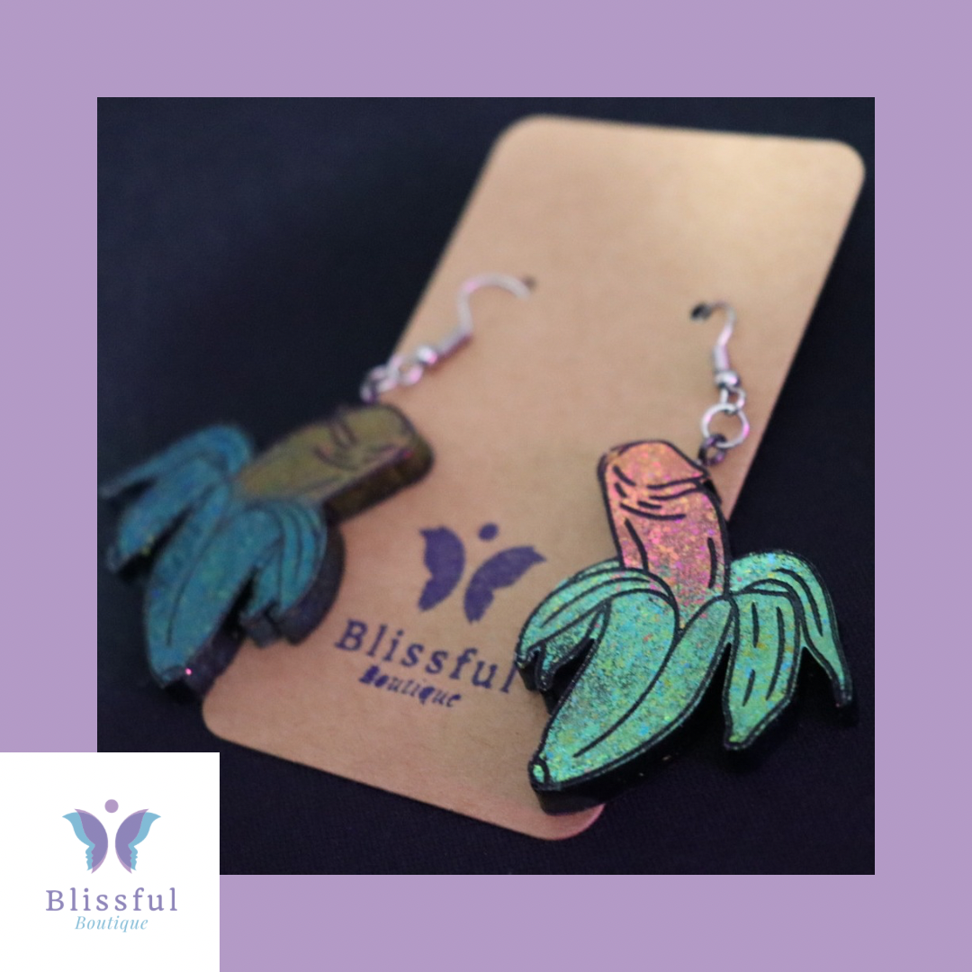 Iridescent Banana Dick Earrings